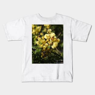 European Honey Bee on Wattle Kids T-Shirt